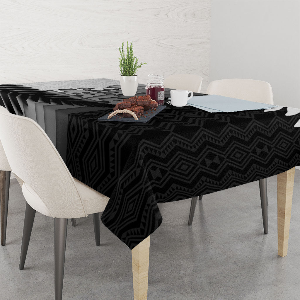 New Zealand Football Tablecloth Silver Fern Maori Pattern Monochrome DT05 - Polynesian Pride