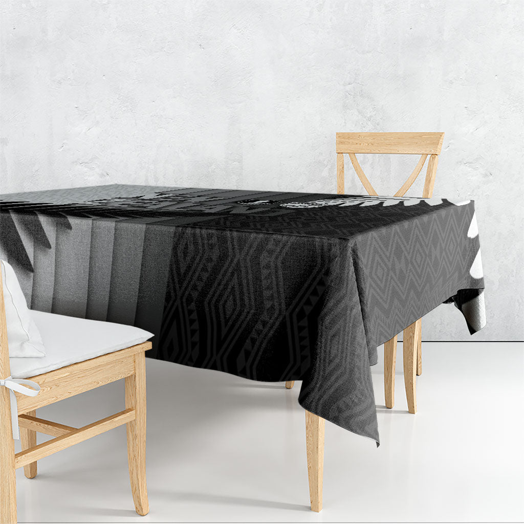 New Zealand Football Tablecloth Silver Fern Maori Pattern Monochrome DT05 - Polynesian Pride