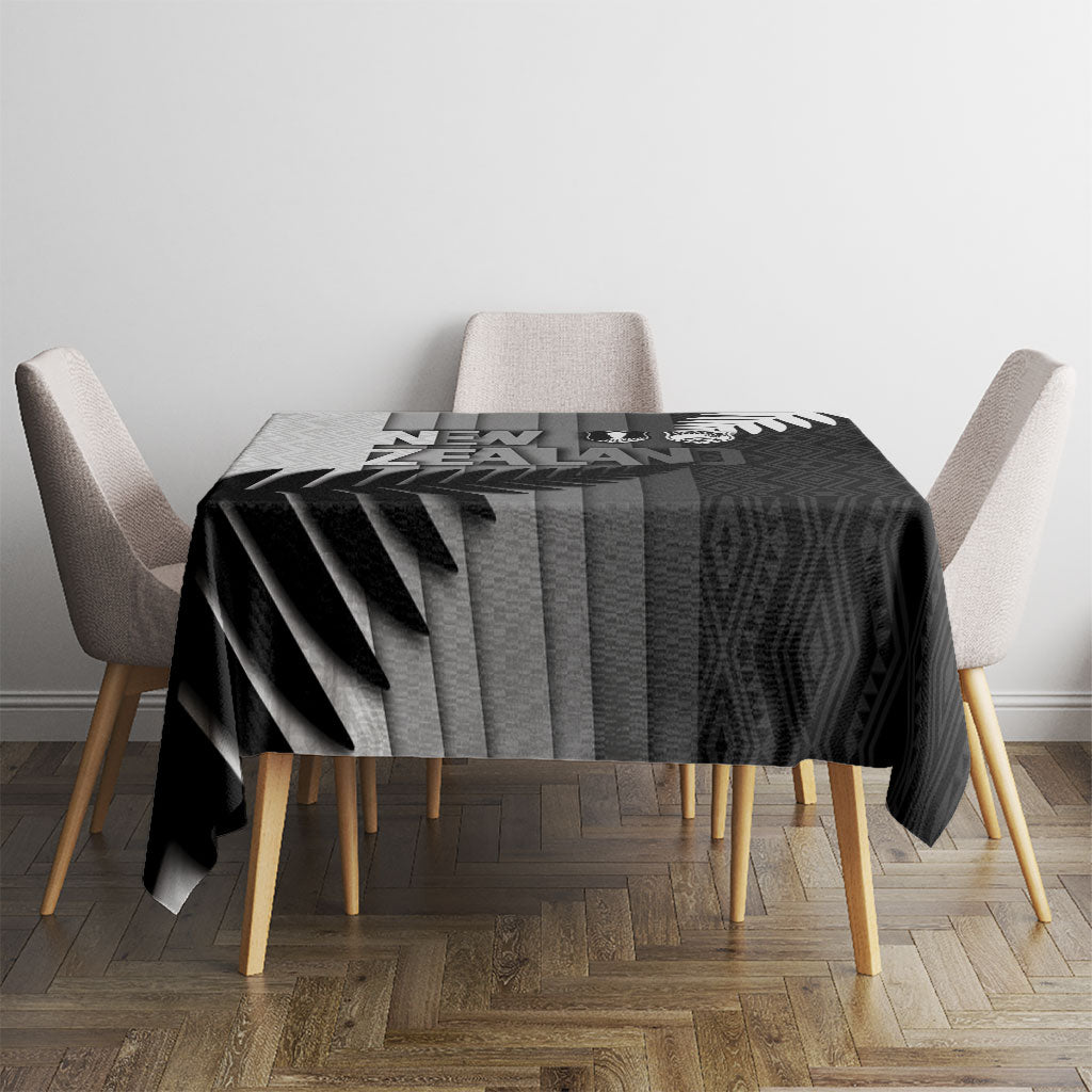New Zealand Football Tablecloth Silver Fern Maori Pattern Monochrome DT05 - Polynesian Pride