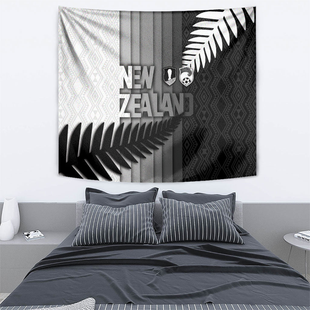 New Zealand Football Tapestry Silver Fern Maori Pattern Monochrome DT05 - Polynesian Pride