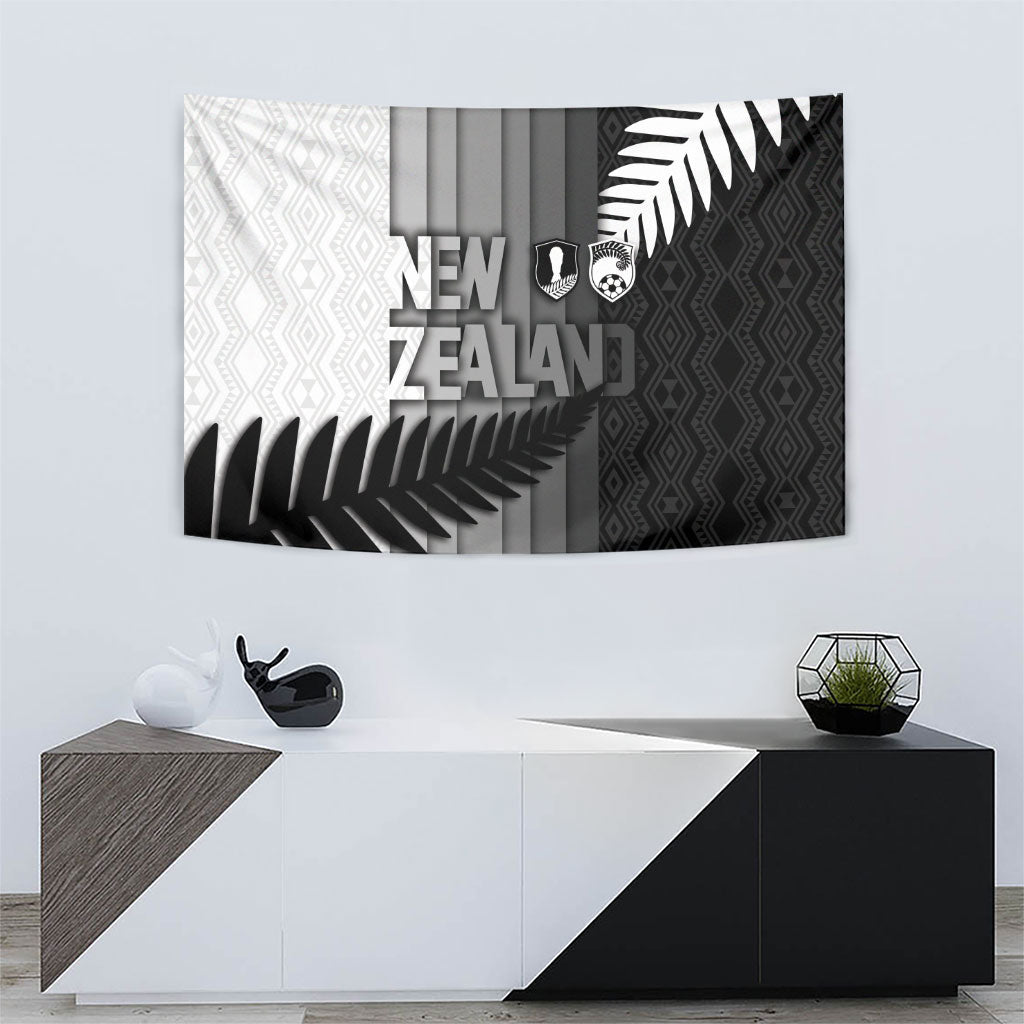 New Zealand Football Tapestry Silver Fern Maori Pattern Monochrome DT05 - Polynesian Pride