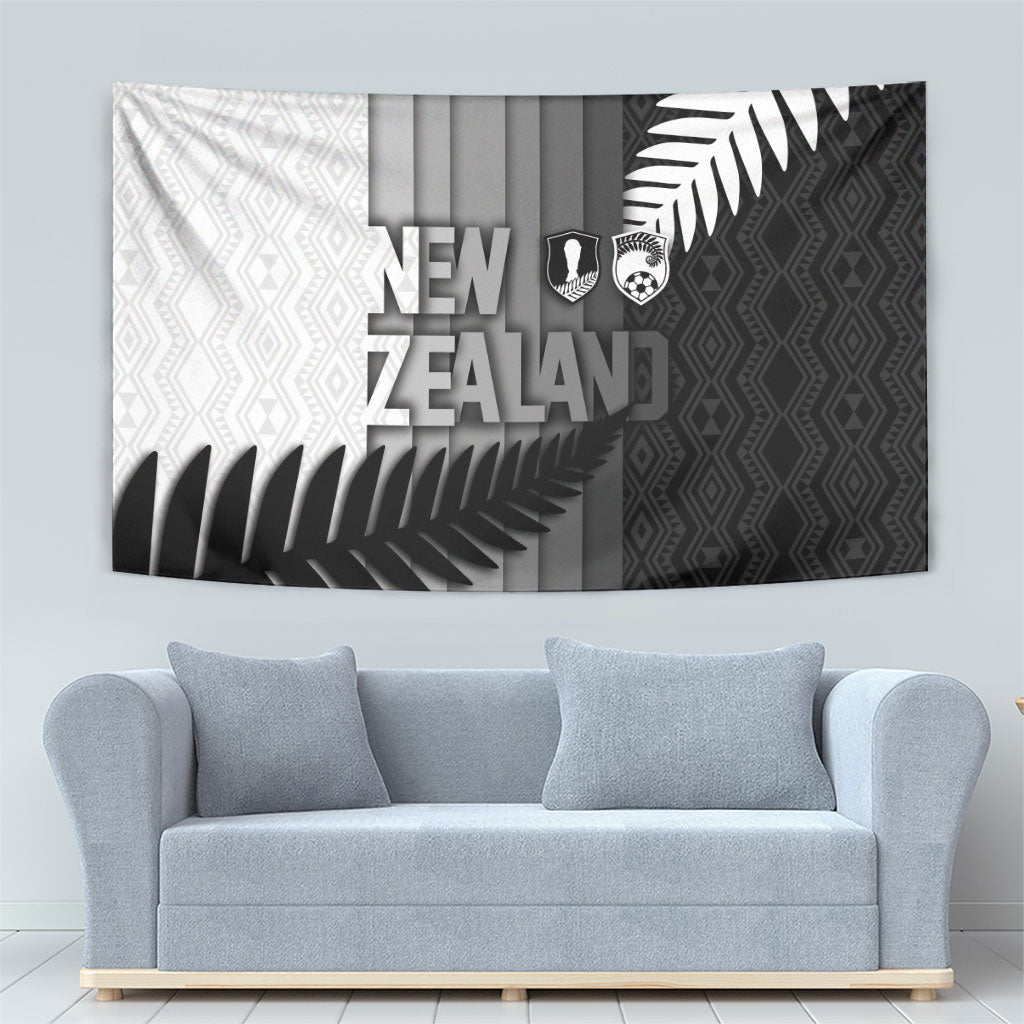 New Zealand Football Tapestry Silver Fern Maori Pattern Monochrome DT05 - Polynesian Pride