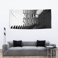 New Zealand Football Tapestry Silver Fern Maori Pattern Monochrome DT05 - Polynesian Pride