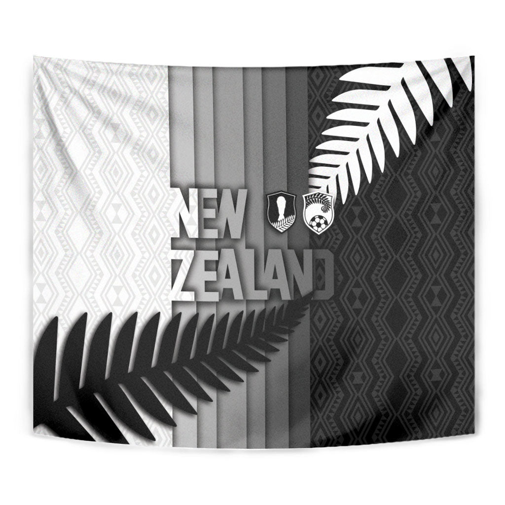 New Zealand Football Tapestry Silver Fern Maori Pattern Monochrome DT05 - Polynesian Pride