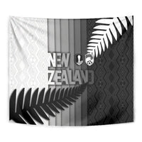 New Zealand Football Tapestry Silver Fern Maori Pattern Monochrome DT05 - Polynesian Pride