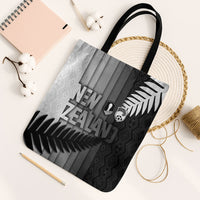 New Zealand Football Tote Bag Silver Fern Maori Pattern Monochrome DT05 Black Strap One Size White - Polynesian Pride