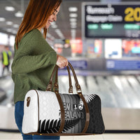 New Zealand Football Travel Bag Silver Fern Maori Pattern Monochrome DT05 - Polynesian Pride