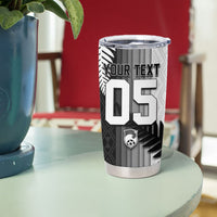 Custom New Zealand Football Tumbler Cup Silver Fern Maori Pattern Monochrome DT05 - Polynesian Pride