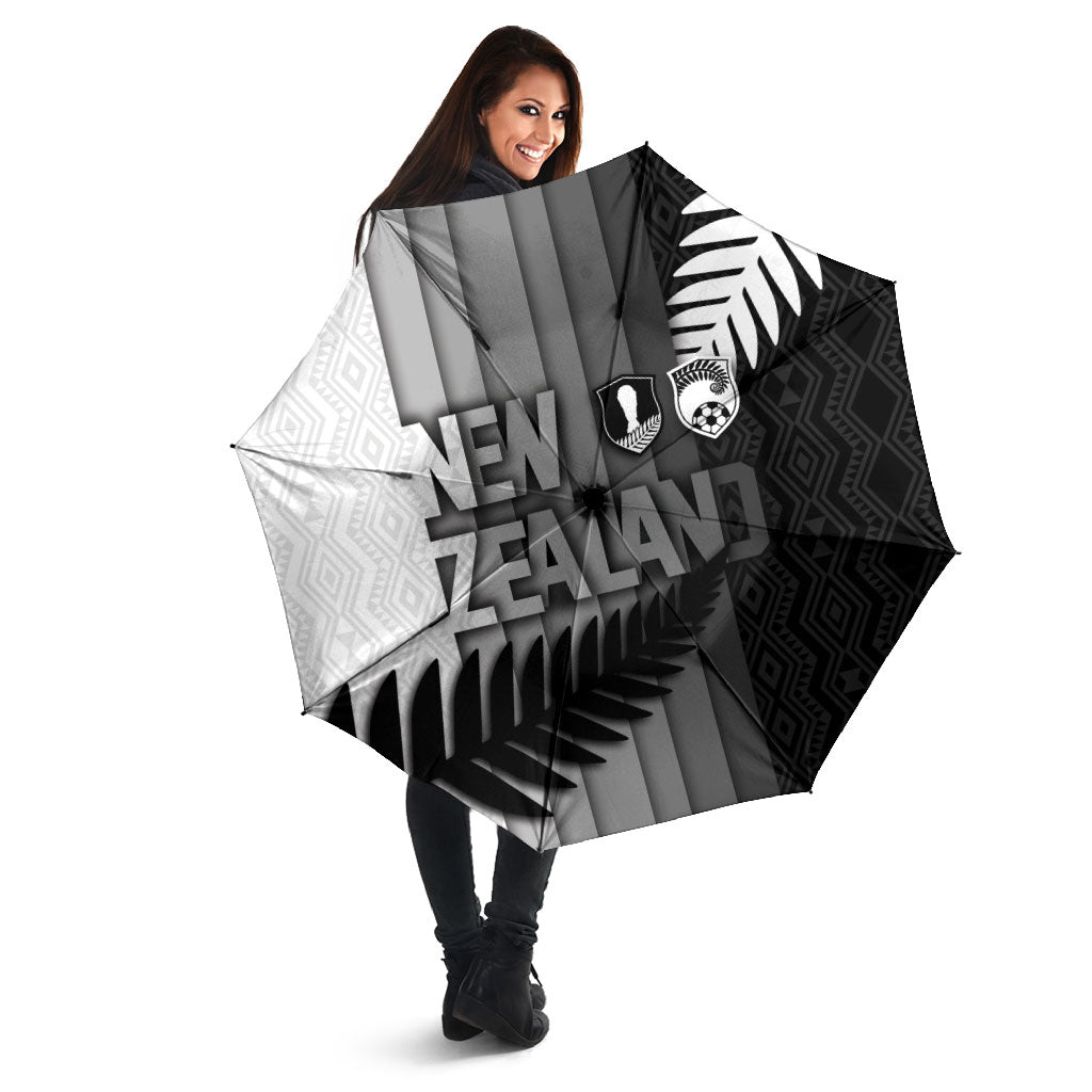 New Zealand Football Umbrella Silver Fern Maori Pattern Monochrome DT05 - Polynesian Pride