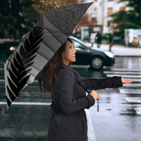 New Zealand Football Umbrella Silver Fern Maori Pattern Monochrome DT05 - Polynesian Pride