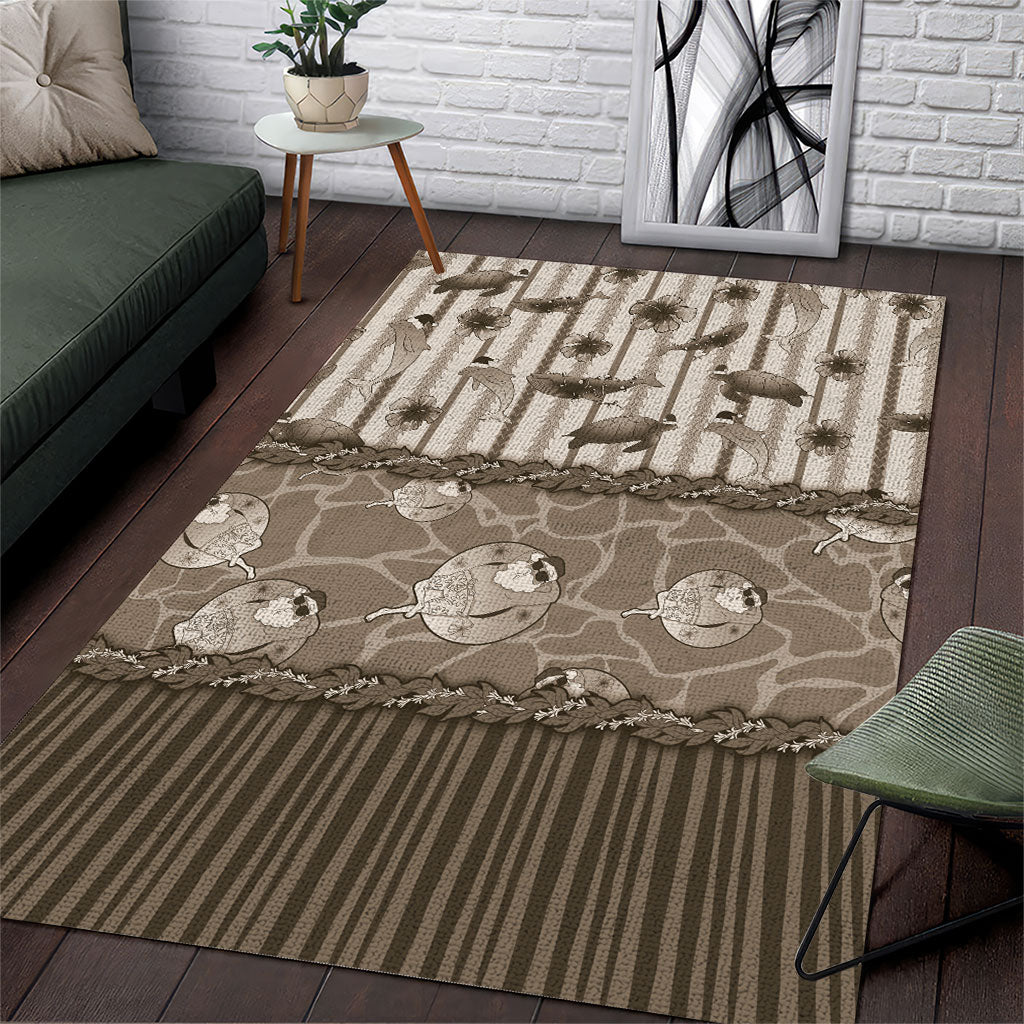Hawaii Christmas In July Area Rug Beige Mele Kalikimaka Sea Animals