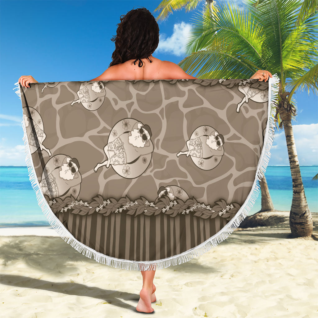 Hawaii Christmas In July Beach Blanket Beige Mele Kalikimaka Sea Animals