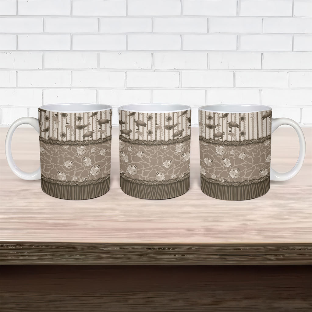 Hawaii Christmas In July Ceramic Mug Beige Mele Kalikimaka Sea Animals