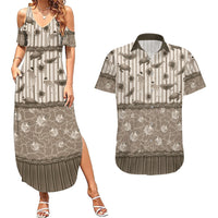 Hawaii Christmas In July Couples Matching Summer Maxi Dress and Hawaiian Shirt Beige Mele Kalikimaka Sea Animals
