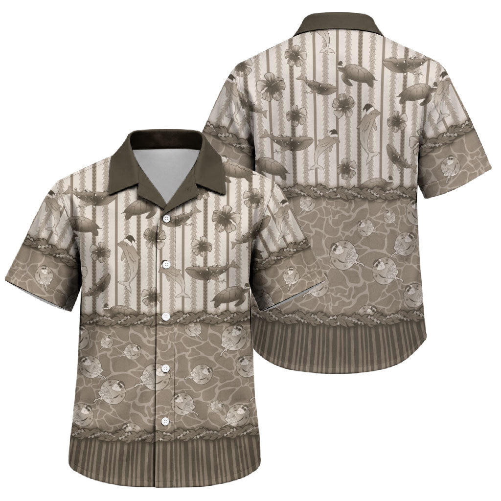Hawaii Christmas In July Family Matching Mermaid Dress and Hawaiian Shirt Beige Mele Kalikimaka Sea Animals DT05 Son's Shirt Beige - Polynesian Pride