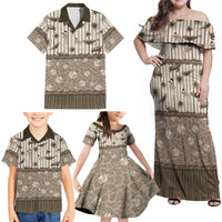 Hawaii Christmas In July Family Matching Off Shoulder Maxi Dress and Hawaiian Shirt Beige Mele Kalikimaka Sea Animals