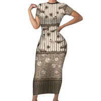 Hawaii Christmas In July Family Matching Short Sleeve Bodycon Dress and Hawaiian Shirt Beige Mele Kalikimaka Sea Animals