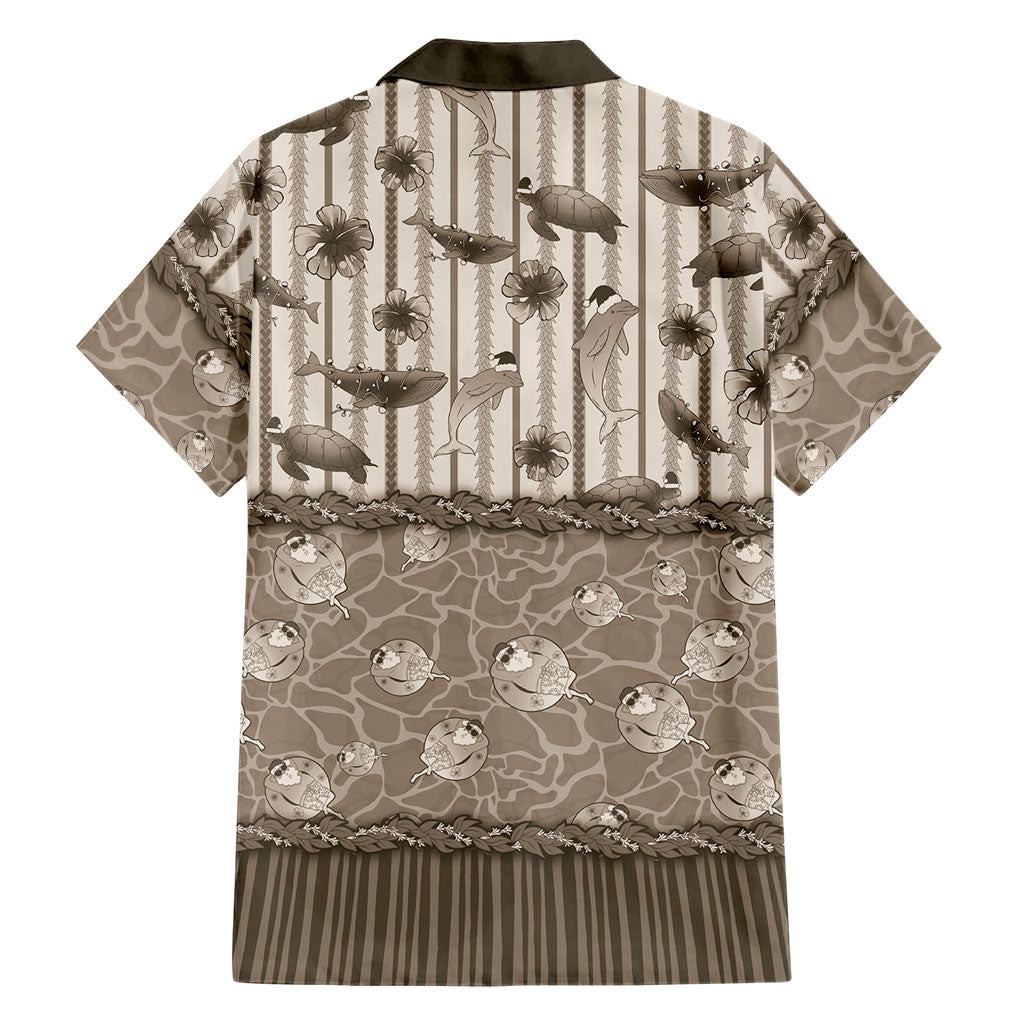 Hawaii Christmas In July Family Matching Tank Maxi Dress and Hawaiian Shirt Beige Mele Kalikimaka Sea Animals