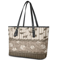 Hawaii Christmas In July Leather Tote Bag Beige Mele Kalikimaka Sea Animals