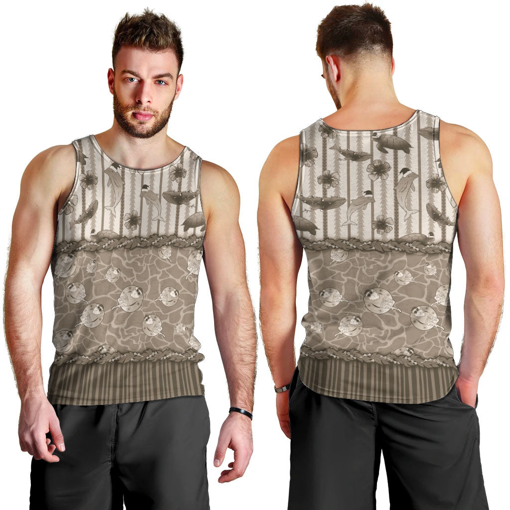 Hawaii Christmas In July Men Tank Top Beige Mele Kalikimaka Sea Animals