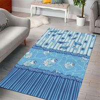 Hawaii Christmas In July Area Rug Sky Blue Mele Kalikimaka Sea Animals