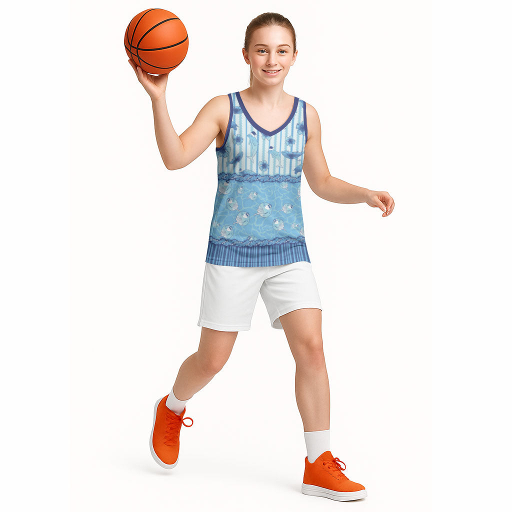 Hawaii Christmas In July Basketball Jersey Sky Blue Mele Kalikimaka Sea Animals