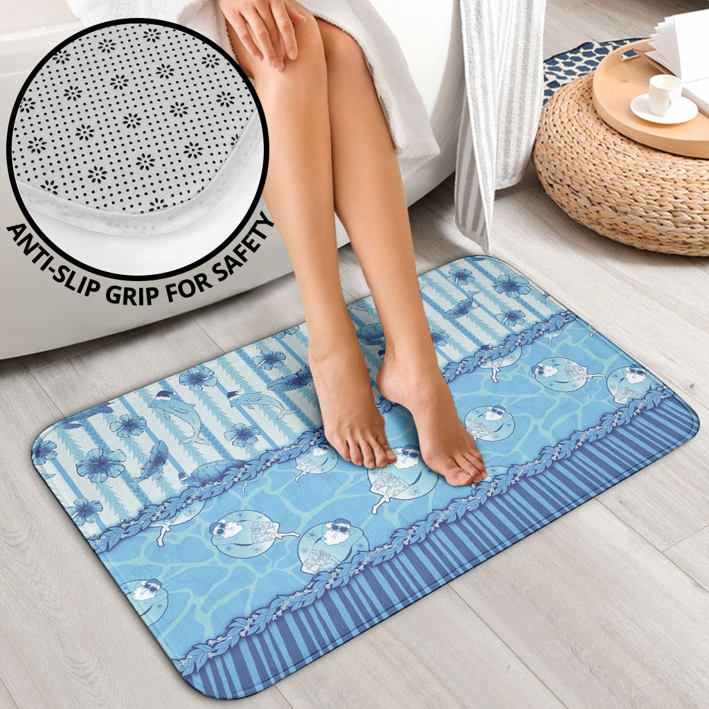 Hawaii Christmas In July Bathroom Set Sky Blue Mele Kalikimaka Sea Animals