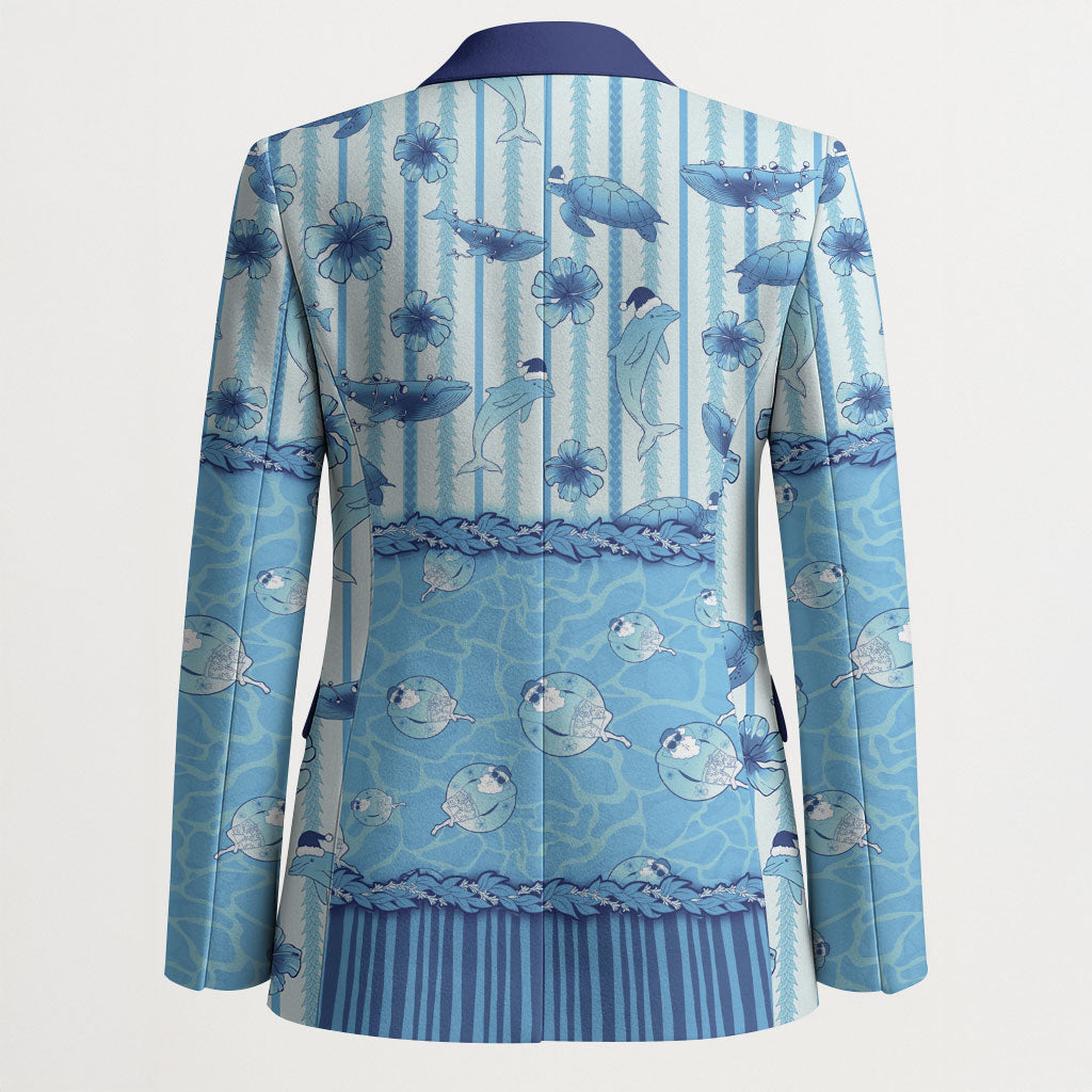 Hawaii Christmas In July Blazer Sky Blue Mele Kalikimaka Sea Animals
