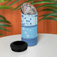 Hawaii Christmas In July 4 in 1 Can Cooler Tumbler Sky Blue Mele Kalikimaka Sea Animals