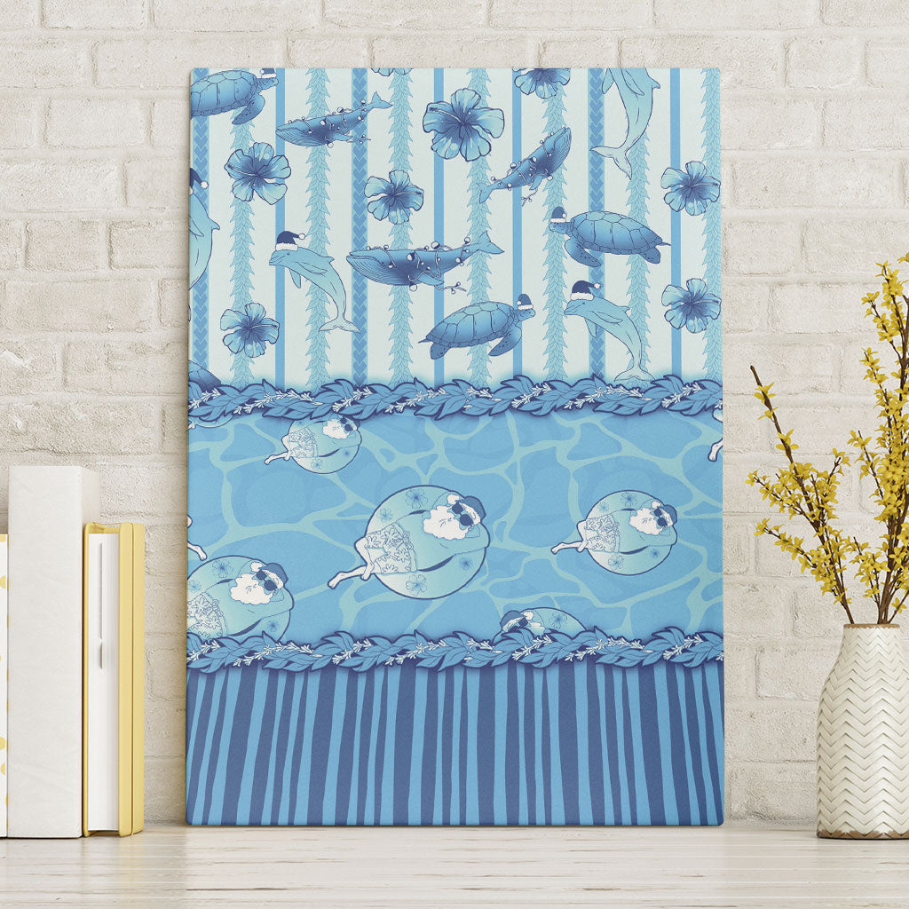 Hawaii Christmas In July Canvas Wall Art Sky Blue Mele Kalikimaka Sea Animals