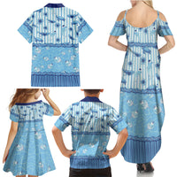 Hawaii Christmas In July Family Matching Summer Maxi Dress and Hawaiian Shirt Sky Blue Mele Kalikimaka Sea Animals