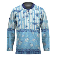 Hawaii Christmas In July Hockey Jersey Sky Blue Mele Kalikimaka Sea Animals