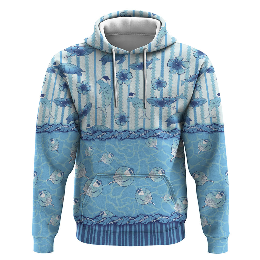Hawaii Christmas In July Hoodie Sky Blue Mele Kalikimaka Sea Animals