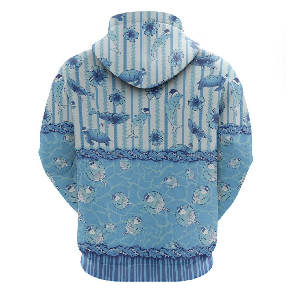 Hawaii Christmas In July Hoodie Sky Blue Mele Kalikimaka Sea Animals