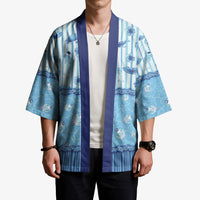 Hawaii Christmas In July Kimono Sky Blue Mele Kalikimaka Sea Animals