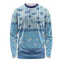 Hawaii Christmas In July Long Sleeve Shirt Sky Blue Mele Kalikimaka Sea Animals