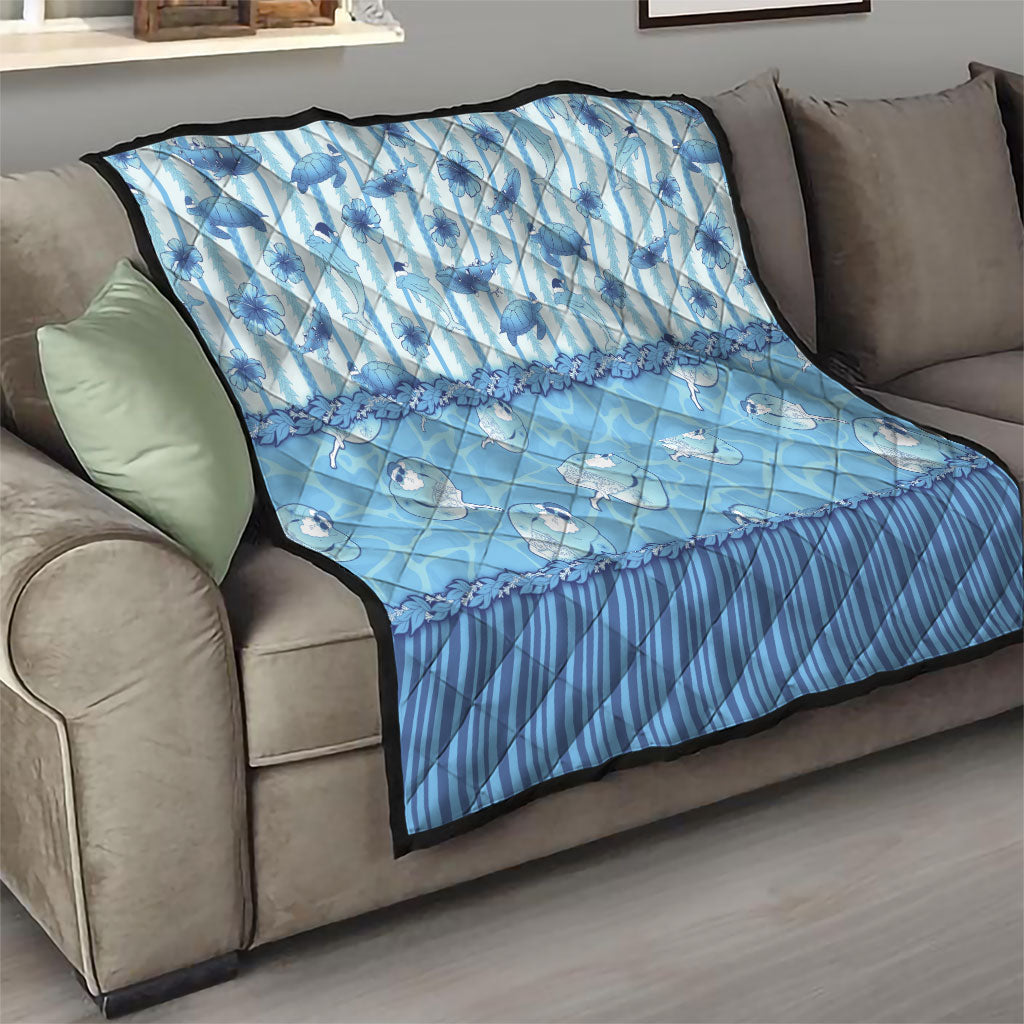 Hawaii Christmas In July Quilt Sky Blue Mele Kalikimaka Sea Animals