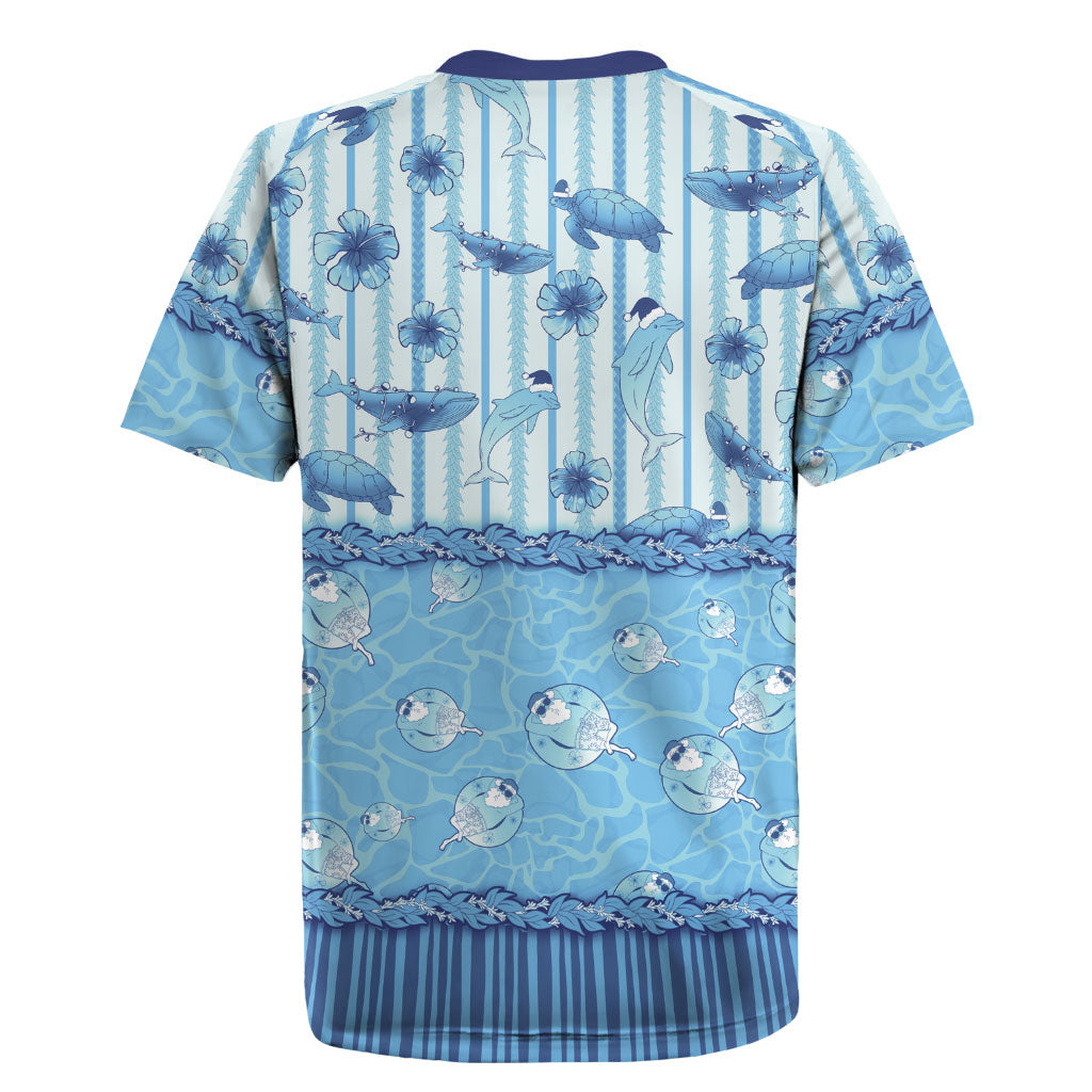 Hawaii Christmas In July Rugby Jersey Sky Blue Mele Kalikimaka Sea Animals
