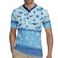 Hawaii Christmas In July Rugby Jersey Sky Blue Mele Kalikimaka Sea Animals