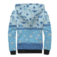 Hawaii Christmas In July Sherpa Hoodie Sky Blue Mele Kalikimaka Sea Animals