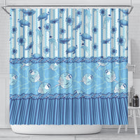 Hawaii Christmas In July Shower Curtain Sky Blue Mele Kalikimaka Sea Animals