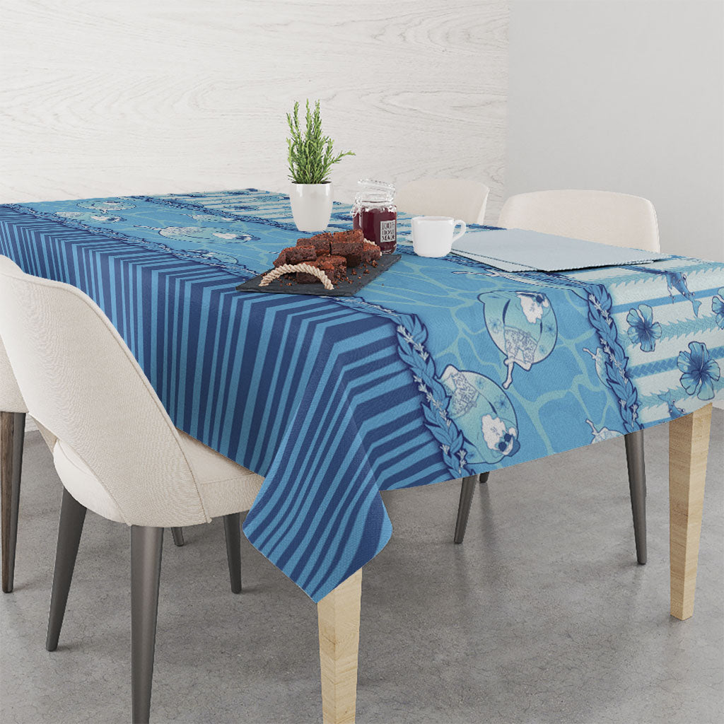 Hawaii Christmas In July Tablecloth Sky Blue Mele Kalikimaka Sea Animals
