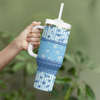 Hawaii Christmas In July Tumbler With Handle Sky Blue Mele Kalikimaka Sea Animals