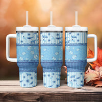 Hawaii Christmas In July Tumbler With Handle Sky Blue Mele Kalikimaka Sea Animals