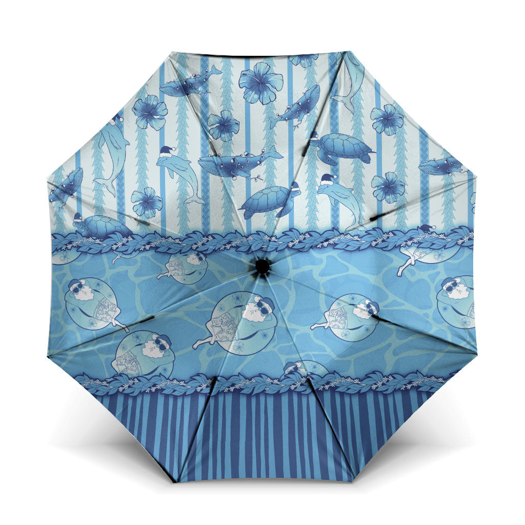 Hawaii Christmas In July Umbrella Sky Blue Mele Kalikimaka Sea Animals