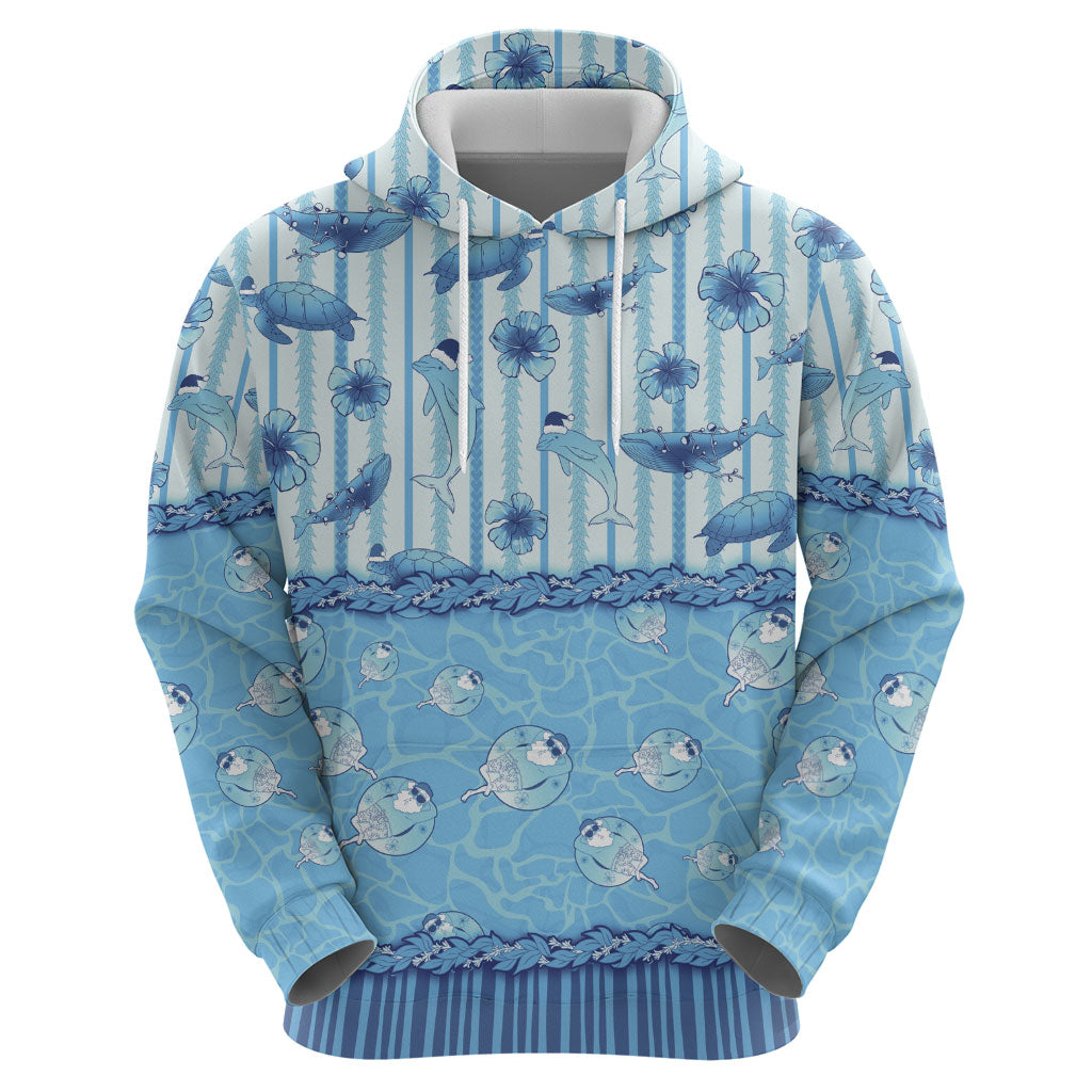 Hawaii Christmas In July Zip Hoodie Sky Blue Mele Kalikimaka Sea Animals