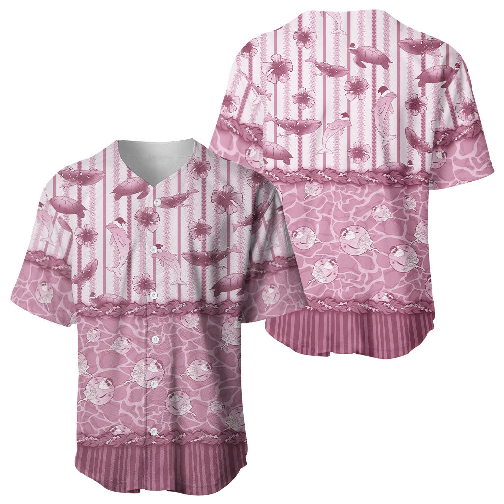 Hawaii Christmas In July Baseball Jersey Dusty Pink Mele Kalikimaka Sea Animals