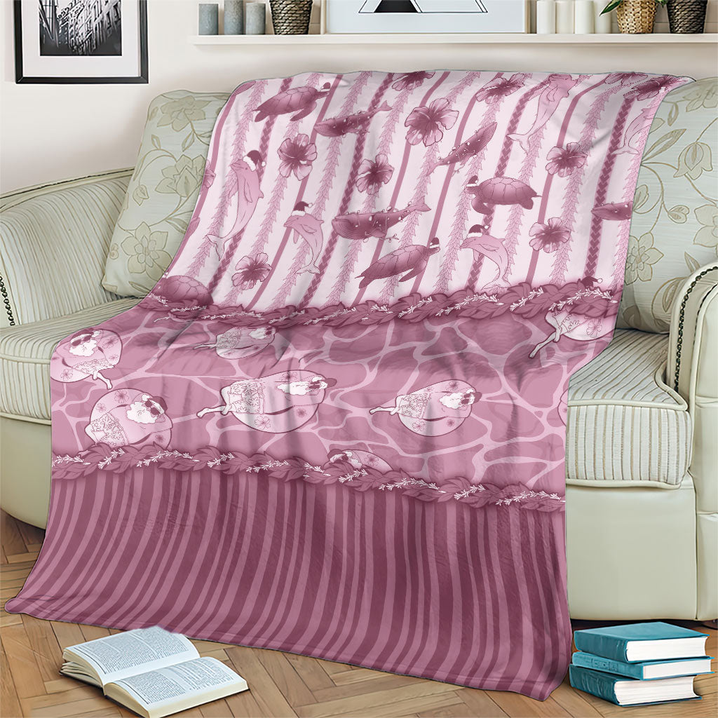 Hawaii Christmas In July Blanket Dusty Pink Mele Kalikimaka Sea Animals