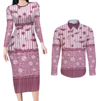 Hawaii Christmas In July Couples Matching Long Sleeve Bodycon Dress and Long Sleeve Button Shirt Dusty Pink Mele Kalikimaka Sea Animals