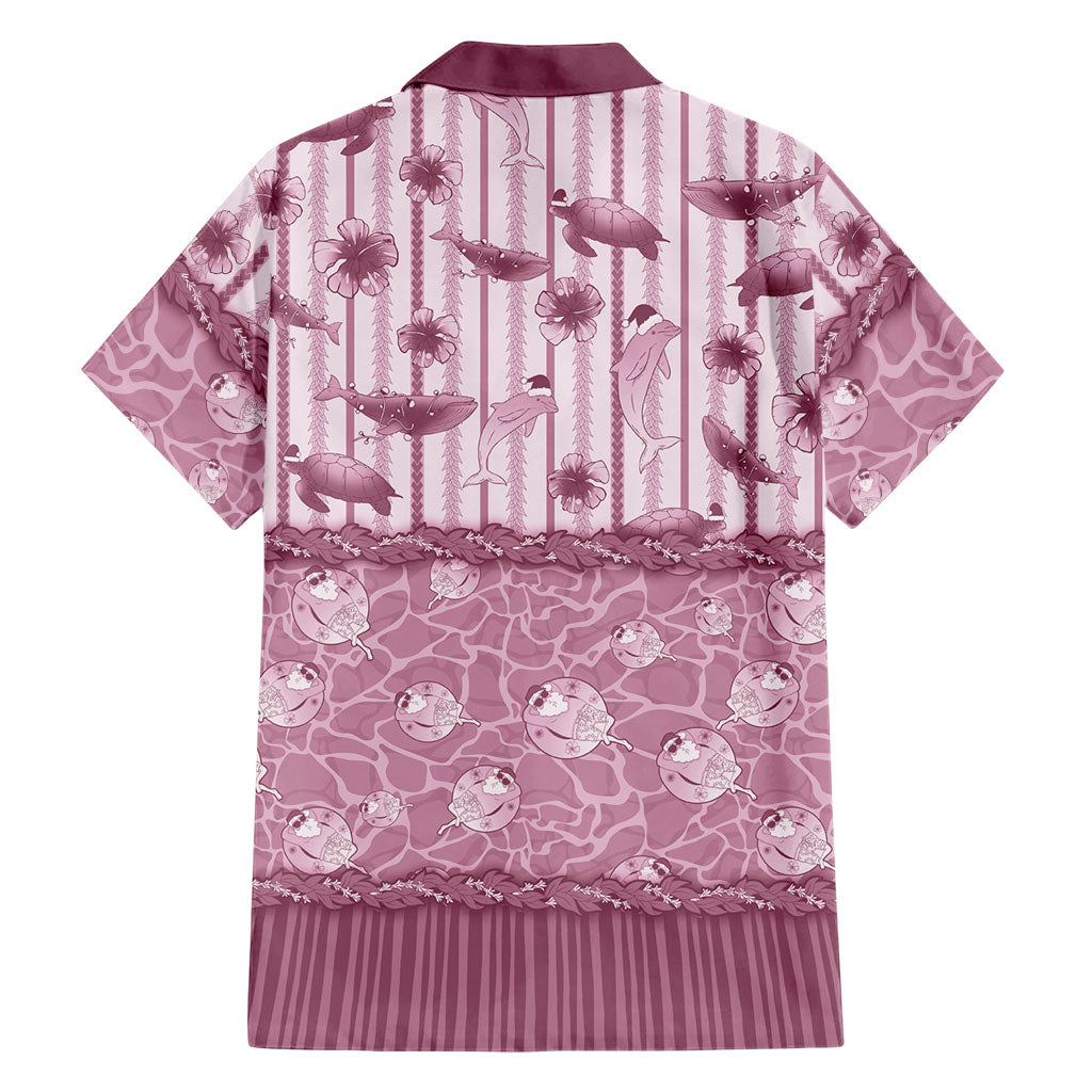 Hawaii Christmas In July Family Matching Tank Maxi Dress and Hawaiian Shirt Dusty Pink Mele Kalikimaka Sea Animals